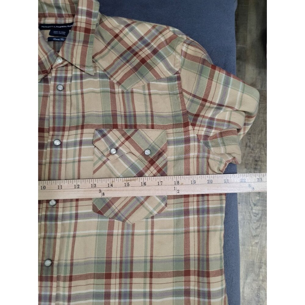 VTG Ralph Lauren Sport 90's Plaid Western Shirt SZ 14 Classic Fit Preppy Pearl S - Picture 4 of 6